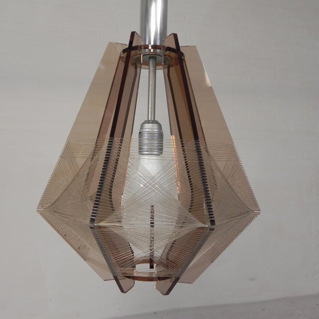 Vintage Acrylic Glass and Nylon Wire Pendant Lamp by Paul Secon for Sompex, 1960s For Sale - Image 6 of 18