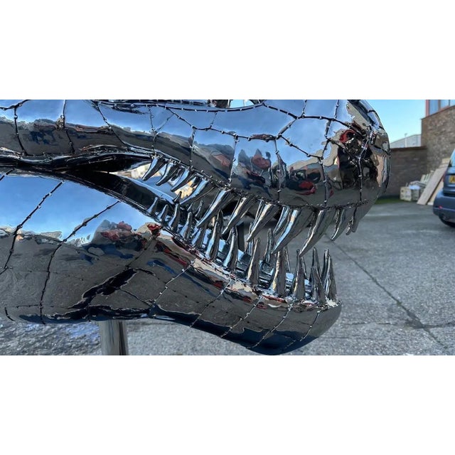 Tyrannosaurus Rex Sculpture in Stainless Steel For Sale - Image 5 of 15