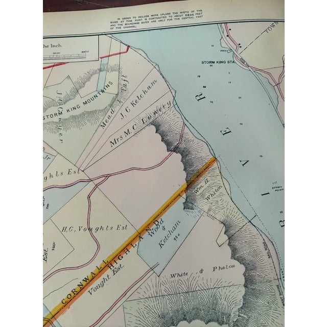 Antique cartography map. Section 13 of Orange and Putnam Counties, New York. Hand colored index map in 3 segments, and...