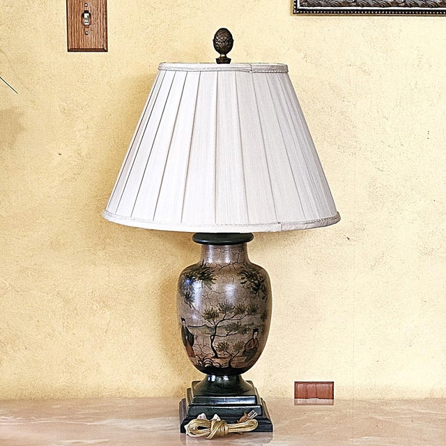 John Richard Japanese Satsuma Hand-Painted Ceramic Table Lamp With Scenic Motif For Sale - Image 4 of 18