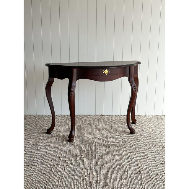 Wood Vintage Mahogany Demi-Lune Entryway Table For Sale - Image 7 of 15