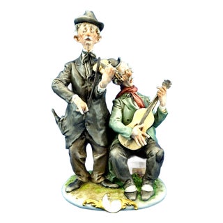 20th Century Porcelain Sculpture of a Couple of Elderly Musicians by Giuseppe Cappè for Capodimonte, Italy For Sale