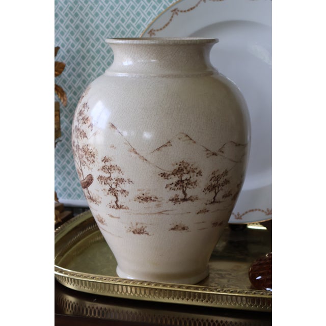 Maitland - Smith Rare Circa 2000 Maitland-Smith Hand-Painted Leopard Crackle-Glaze Vase For Sale - Image 4 of 18