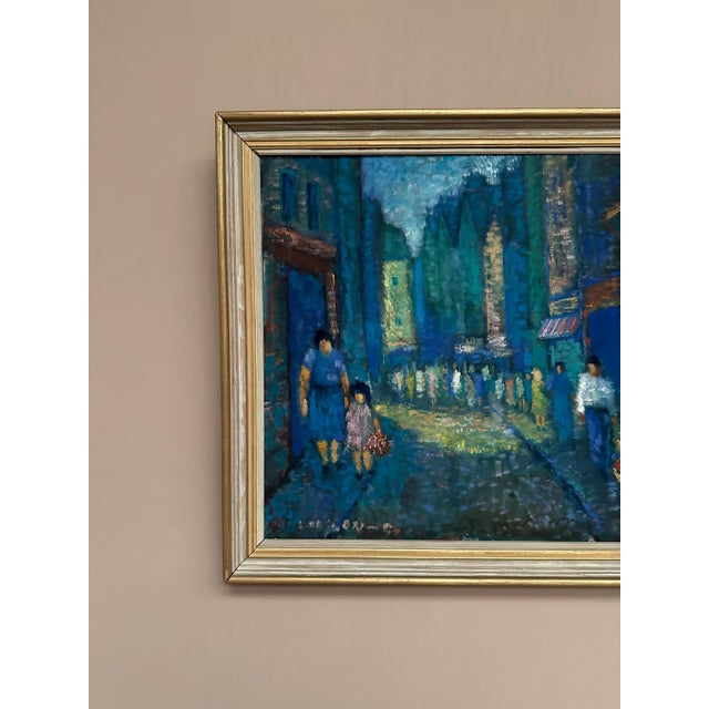 Olle Larsson, City Street at Night, 1964, Oil on Canvas For Sale - Image 4 of 18