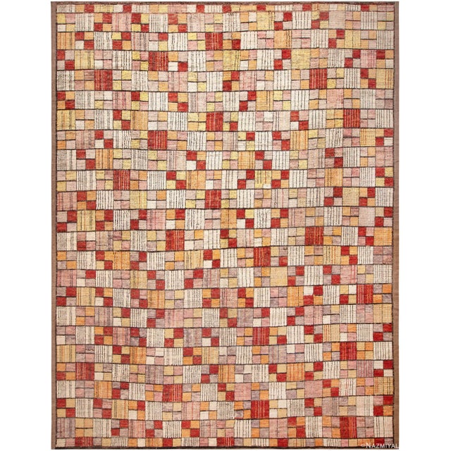 Large Geometric Warm Colors Modern Area Rug For Sale
