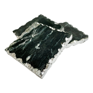 1990s Rugged Set of Black Marbled Square Coaster - Set of Four