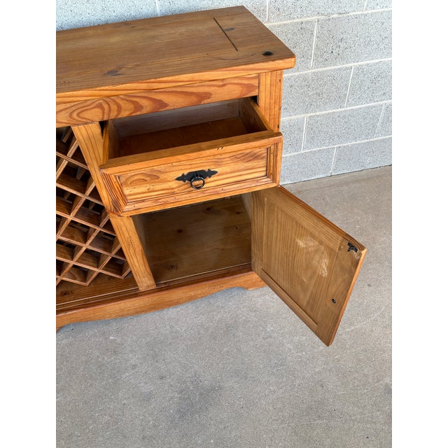 Mid 20th Century Mid 20th Century Rustic Knotty Pine Drop Leaf Bar W/Wine Rack For Sale - Image 5 of 18