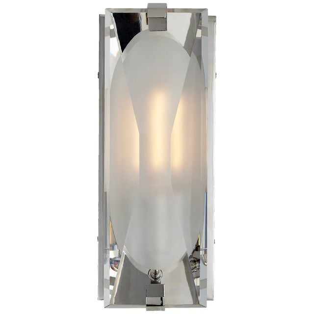 Kate Spade New York for Visual Comfort Signature Castle Peak Small Bath Sconce in Polished Nickel with Etched Clear Glass For Sale