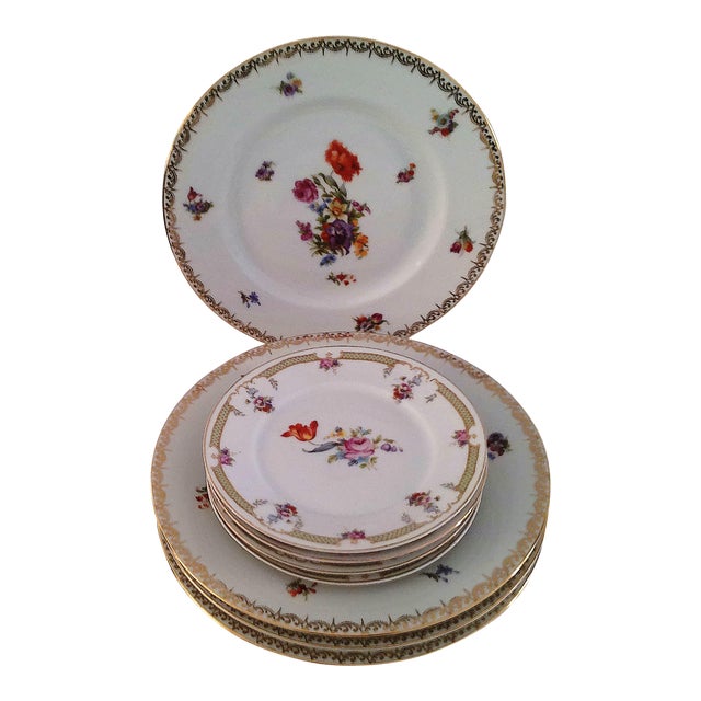 Vintage Floral Dinner & Salad Plates, 8 Pcs Chairish