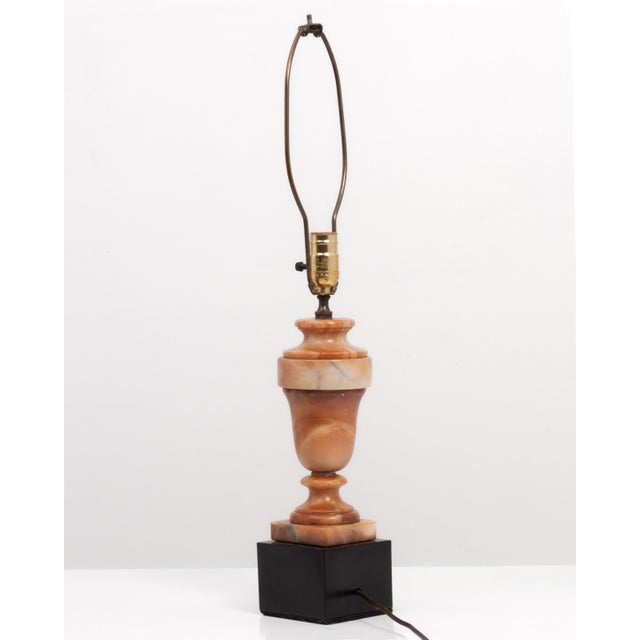 1950s 1950s Mid Century French Hand Carved Rose Alabaster Lamp For Sale - Image 5 of 11