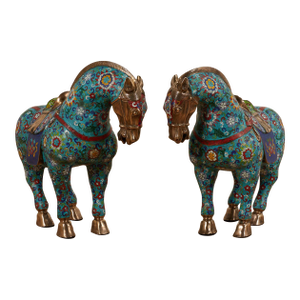 Pair of Vintage Chinese Cloisonne Horses