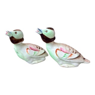 Mid Century Modern Hand Painted Duck Salt and Pepper Shakers For Sale