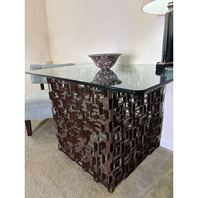 Vintage 1970s Brutalist Welded Steel Maze Table For Sale - Image 10 of 10