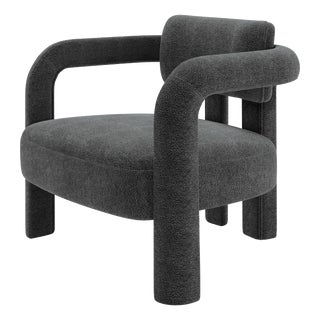 Double Arch Armchair in Charcoal Chenille from Insidherland For Sale