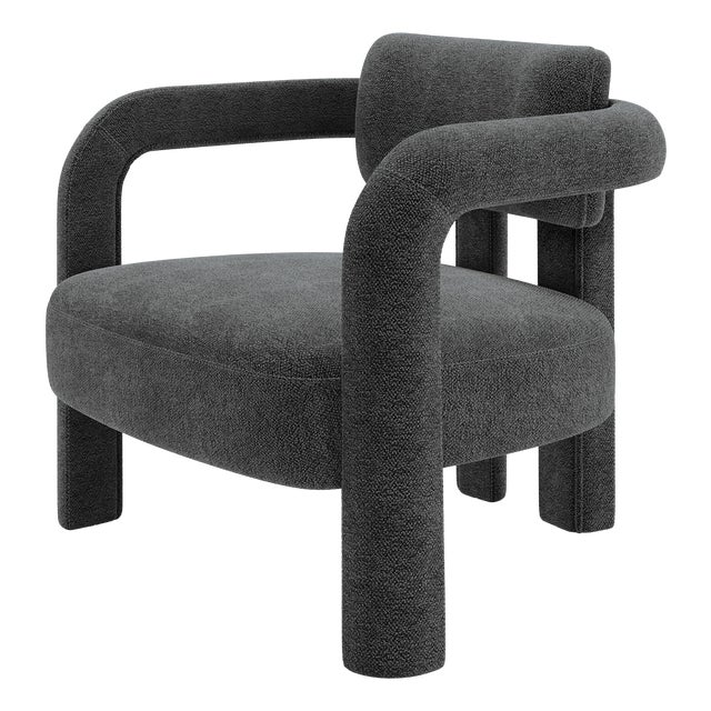 Double Arch Armchair in Charcoal Chenille from Insidherland For Sale