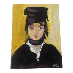 Expressionist Portrait Acrylic Painting of a Young Girl Wearing a Scarf