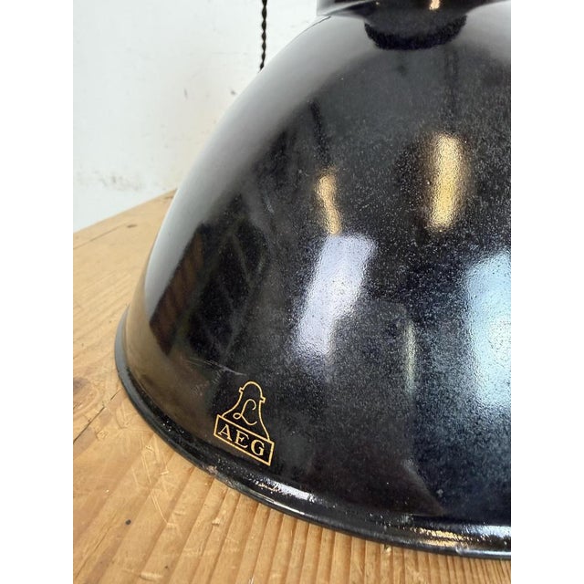 Industrial Black Enamel Pendant Lamp from Aeg, 1930s For Sale - Image 13 of 16