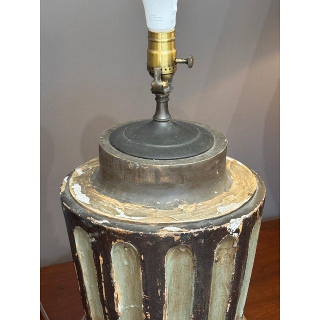 Pair of 19th Century Carved Wood Neoclassical Column Lamps For Sale - Image 10 of 13
