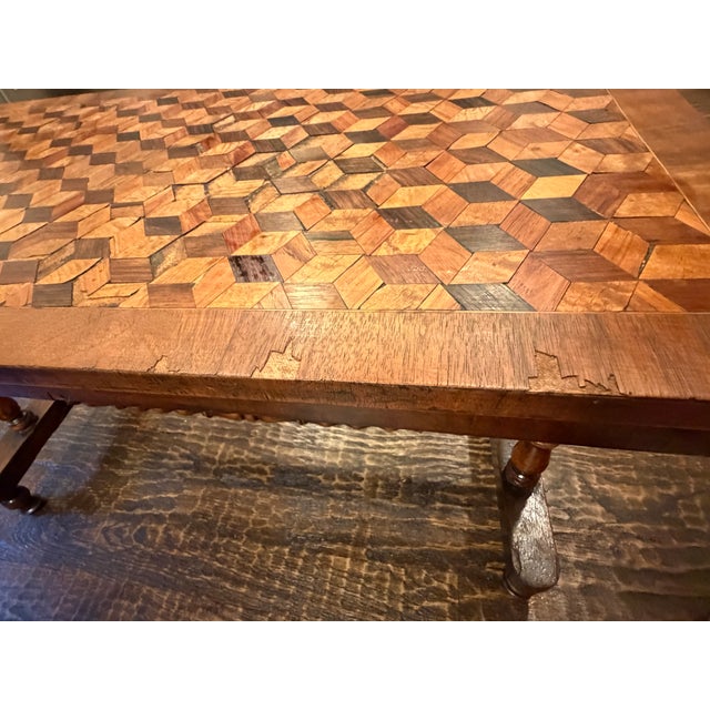 19th Century Victorian Tumbling Block Parquetry Low Occasional Table For Sale - Image 15 of 16