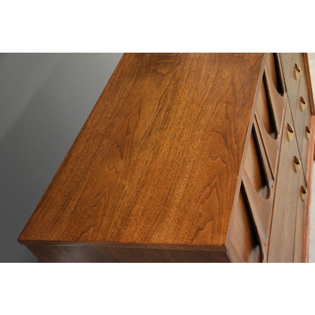 Wood Refinished Broyhill Brasilia Magna Walnut Dresser Mid Century Modern For Sale - Image 7 of 12