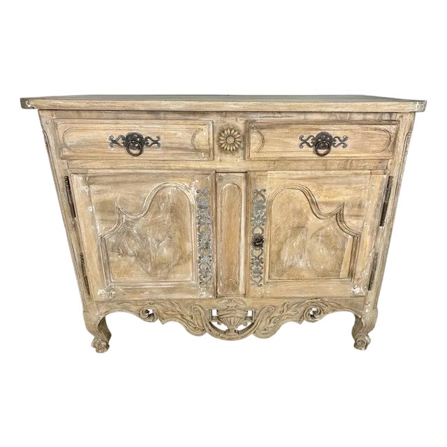 18th C. French Carved Buffet With Distressed Painted Finish For Sale