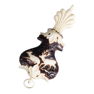 Antique Horn Snuff Box With Hunting Scene Early 19th Century For Sale