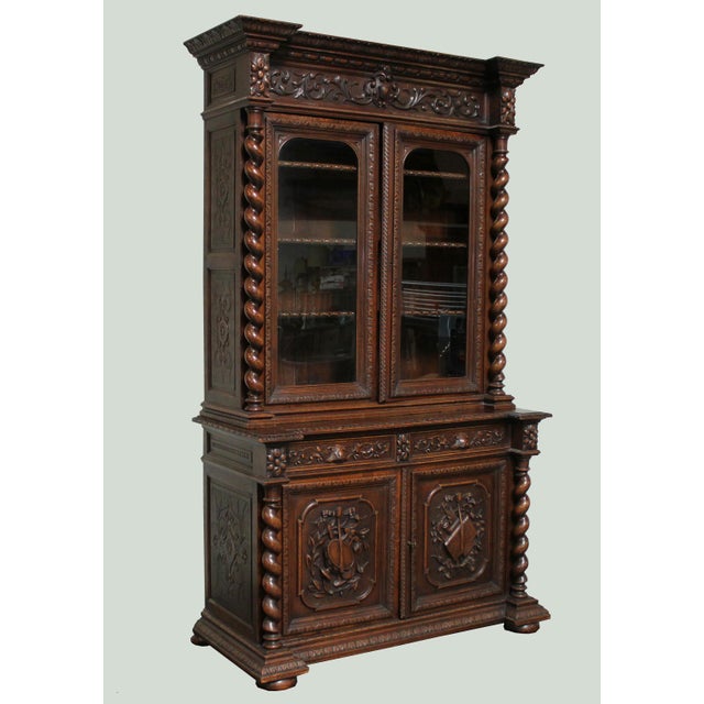 Antique French Louis XIII Hutch Barley Twist Hunters China