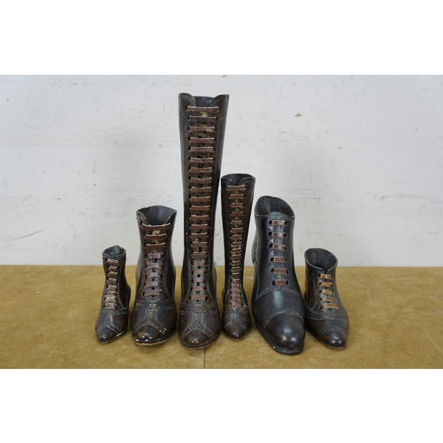 Late 20th Century Late 20th Century Set of 6 Theodore Alexander Bronze Victorian Boot Figurines Paperweights 4" to 10" For Sale - Image 5 of 17