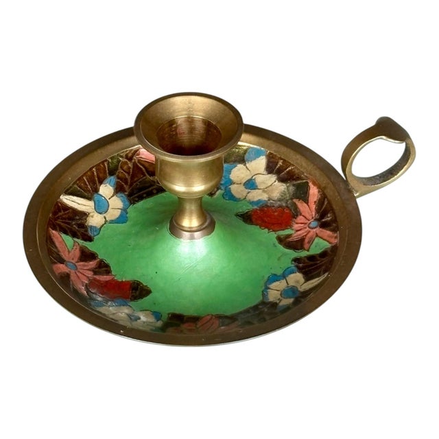 19th Century Antique Art Nouveau Candleholders in Brass, 1890s, Set of 2 For Sale - Image 5 of 6