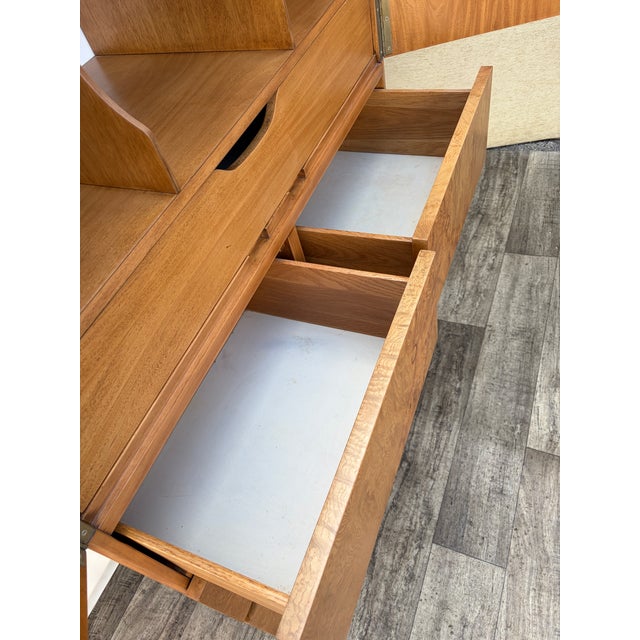 Refinished Mid-Century Modern Burl Wood Highboy Dresser in a Milo Baughman Style by Lane Altavista. Circa 1970s For Sale - Image 9 of 18