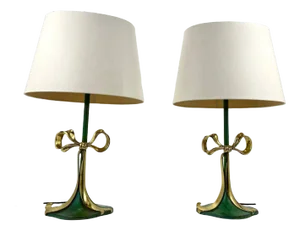 Spanish Enamelled Bronze Table Lamps from Valenti, 1970s, Set of 2