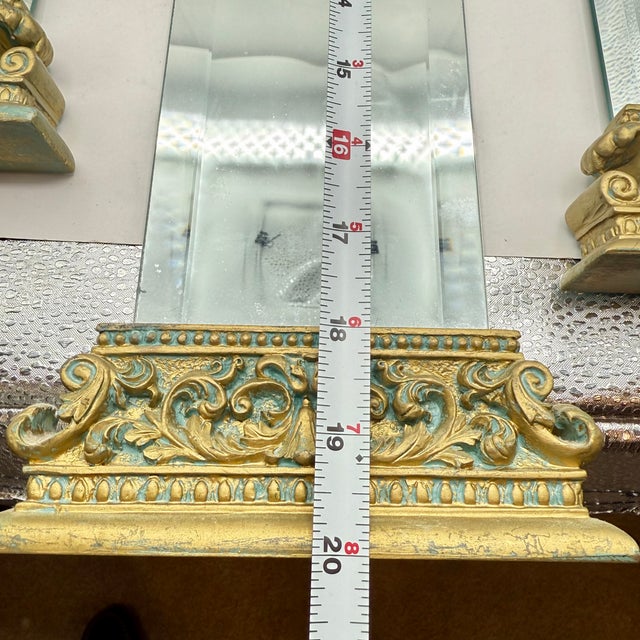 Vintage Architectural Column Wall Mirrors Set of 3 Gold Gilt Beveled Hollywood Regency For Sale - Image 14 of 15