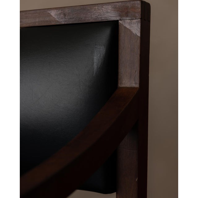 Vintage Scandinavian Style Wooden and Black Skai Leather Armchair, 1960s For Sale - Image 12 of 18