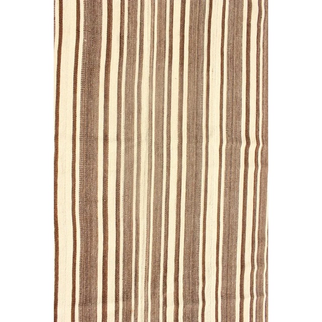 Vintage Turkish Flat-Weave in Muted Colored Kilim in Taupe, Brown and Cream For Sale - Image 4 of 7