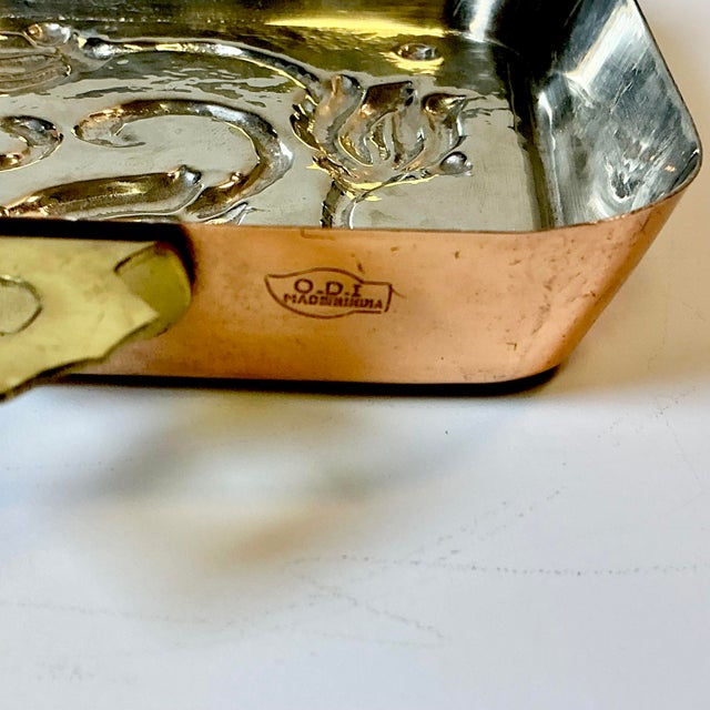 1950s Vintage Arts & Crafts Farmhouse Boho Chic Tulip Copper Mold With Brass Hardware For Sale - Image 9 of 12