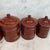 Set of Five French Reddish Brown Enamel Kitchen Canisters With Original Lids For Sale - Image 16 of 18
