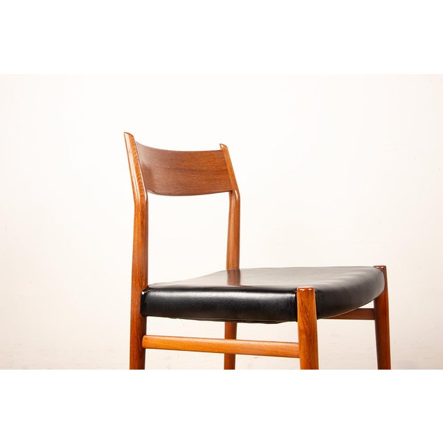Danish Model 418 Chairs in Teak and Skai by Arne Vodder for Sibast, 1960s, Set of 6 For Sale - Image 6 of 18