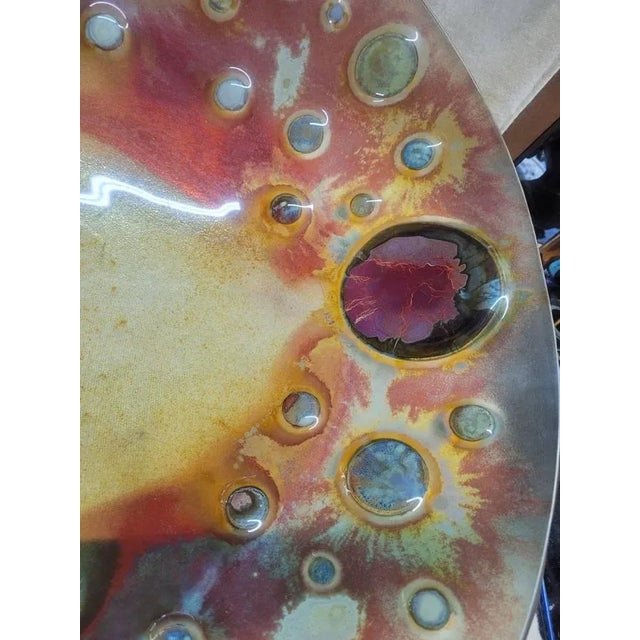 Vintage 1970s Op Art Dichroic Glass Centerpiece Bowl — Color Explosion Design For Sale - Image 10 of 10