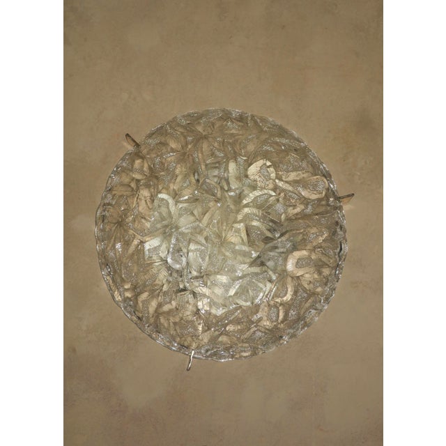 Gold Frosted Ice Glass and Brass Plafonnier from Kaiser Leuchten, 1970s For Sale - Image 8 of 13