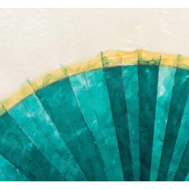 Late 20th Century Joseph Lawrence Gardella Green Fan Mixed Media For Sale - Image 5 of 8