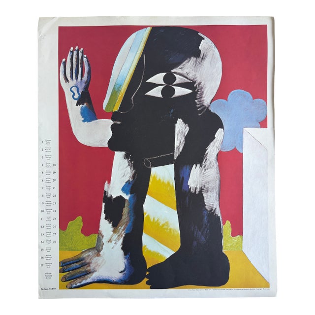 Horst Antes, Figur Schwarz-Weiß, Print for DuMont Art 1977 Calendar For Sale