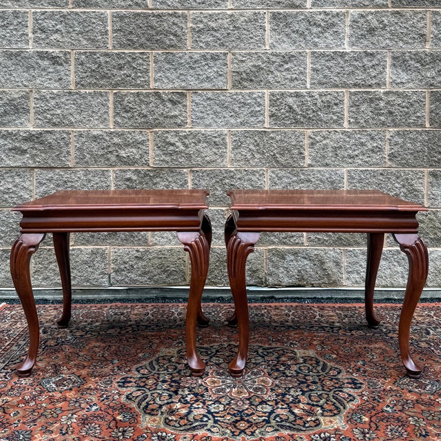 1990s Knob Creek Penn Manor Collection Queen Anne Solid Cherry Tea Tables - A Pair (31-8224) For Sale - Image 9 of 17