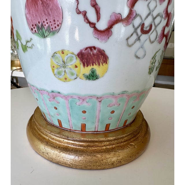 Pair 19th Century Chinese Marbro Famille Rose Porcelain Table Lamps For Sale - Image 14 of 18