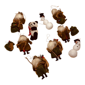 Vintage Assorted Collection of Holiday Christmas Ornaments Plush & Wood
