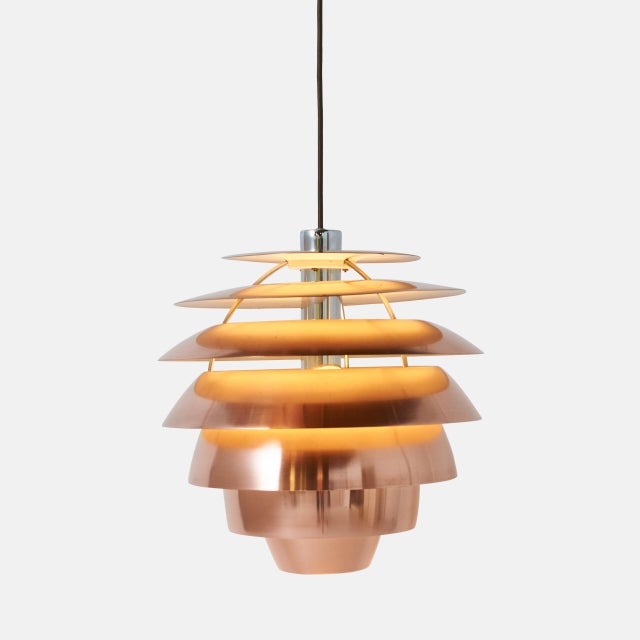 Model 1231 Copper Pendant by Stilnovo Italy, 1950’s A model 1231 pendant by Stilnovo with layers of brushed copper with...