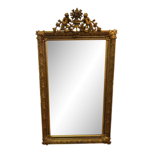 Italian Antique Gilt Carved Wood and Beveled Mirror