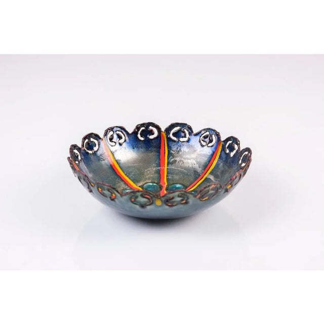 Enameled Copper Bowl by Studio Cellini Pesaro, Italy For Sale - Image 4 of 4