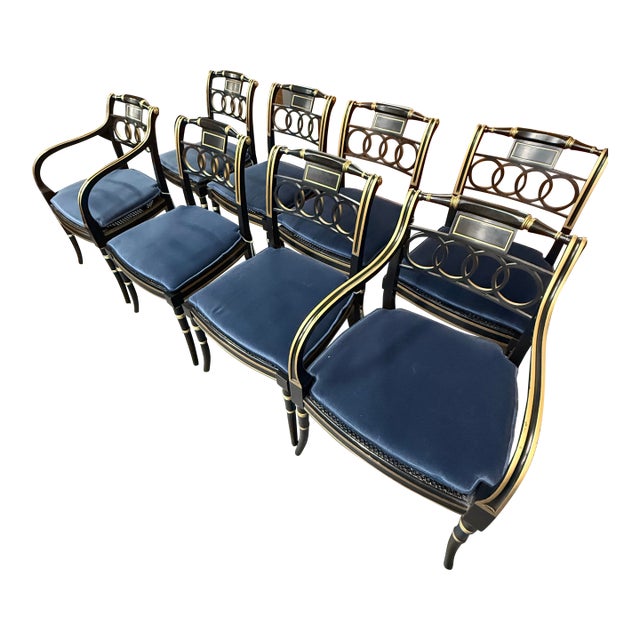Late 20th Century Baker Furniture Historic Charleston Collection “Governor Alston” Dining Chairs (Set of 8) For Sale