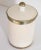 Vintage Moroccan Ceramic Urn with Lid, white crackled ceramic with silver overlaid. Great to use in the kitchen or in the...
