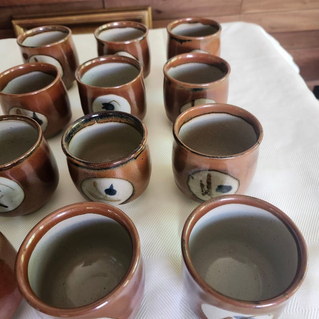 Vintage Mashiko Yaki Japanese Mid- Century Studio Pottery Yunomi Stoneware Teacup -Set of 12 For Sale - Image 10 of 10
